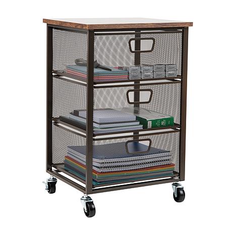 Photos - Desk Organiser PocketBook Mind Reader Rolling Storage Cart with 3 Drawers 3TMESHC-BLK 