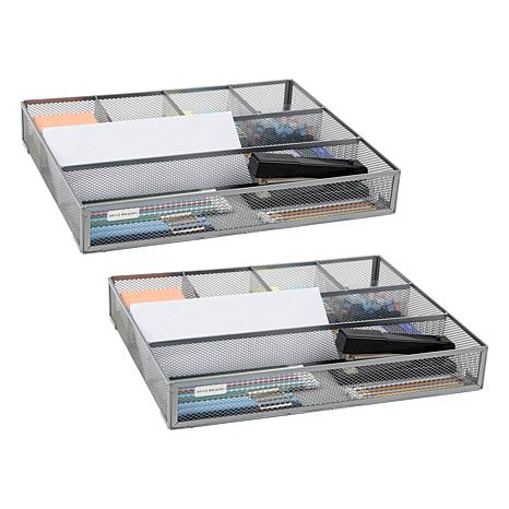 Photos - Desk Organiser Mind Reader 2-Piece Mesh Deep Drawer Desk Organizer - Metallic 2DEER-SIL