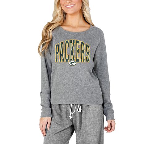 Football Fan Shop Officially Licensed NFL ConceptsSport Mainstream Ladies LS Top Packers - Gray/Grey