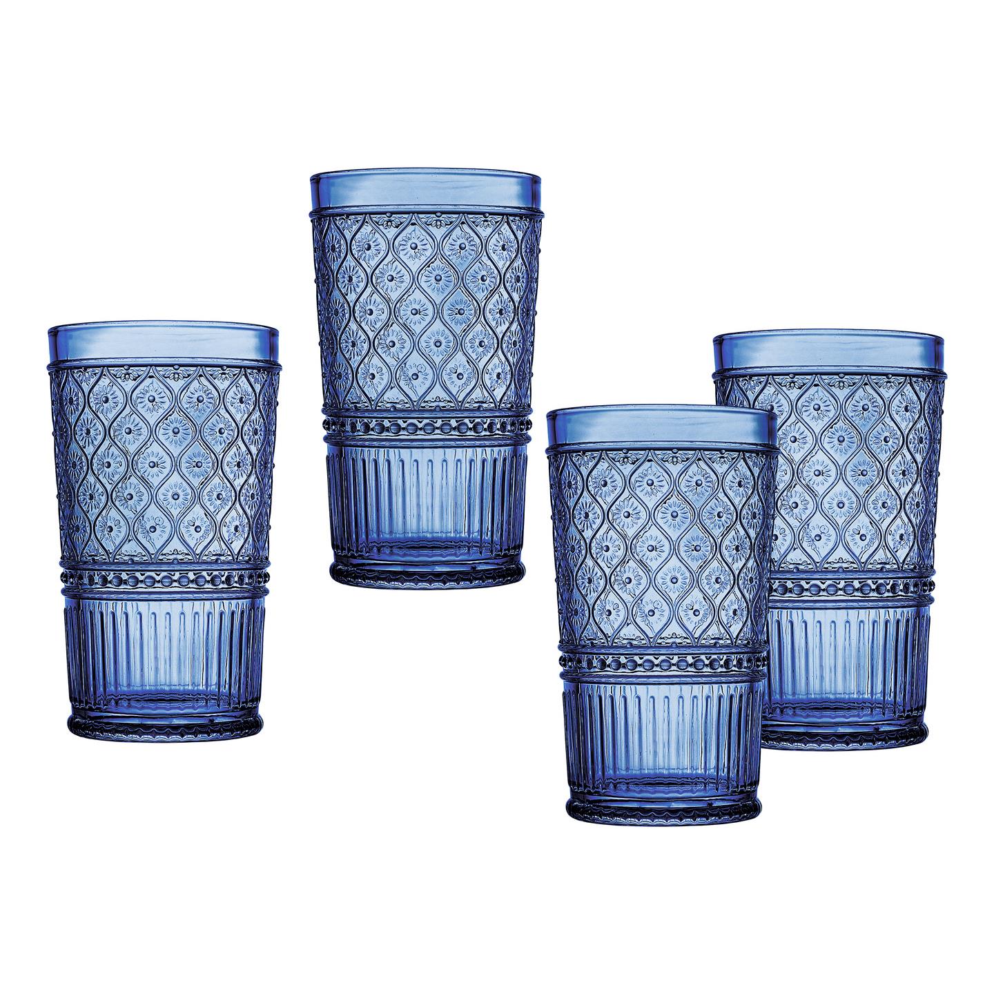 Godinger Claro Blue Highball Glassware Set of 4 20246045 HSN