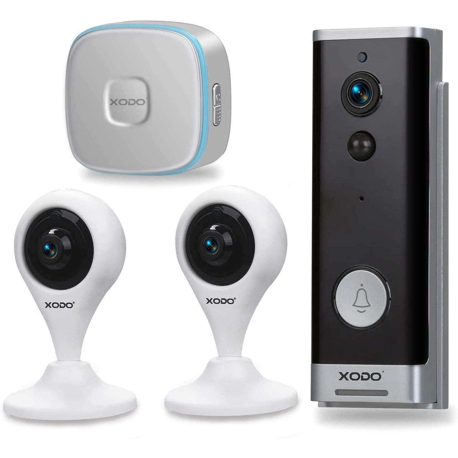 Contixo Xodo PK2 Home Security Kit w/2 Wi-Fi Cameras, Doorbell & Chime