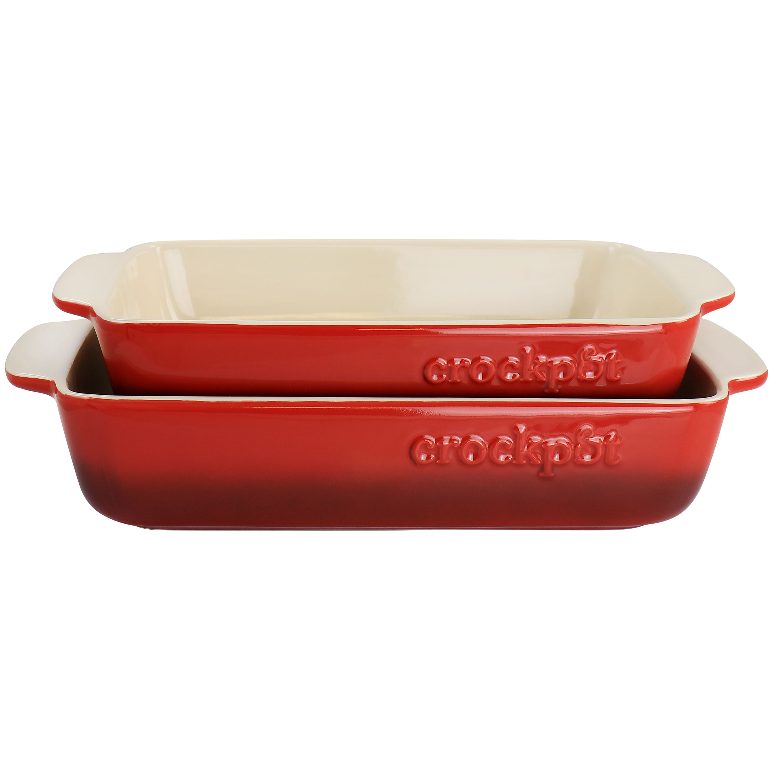 Megagoods Crock Pot Artisan 2Piece Stoneware Bake Pans Gradient Red