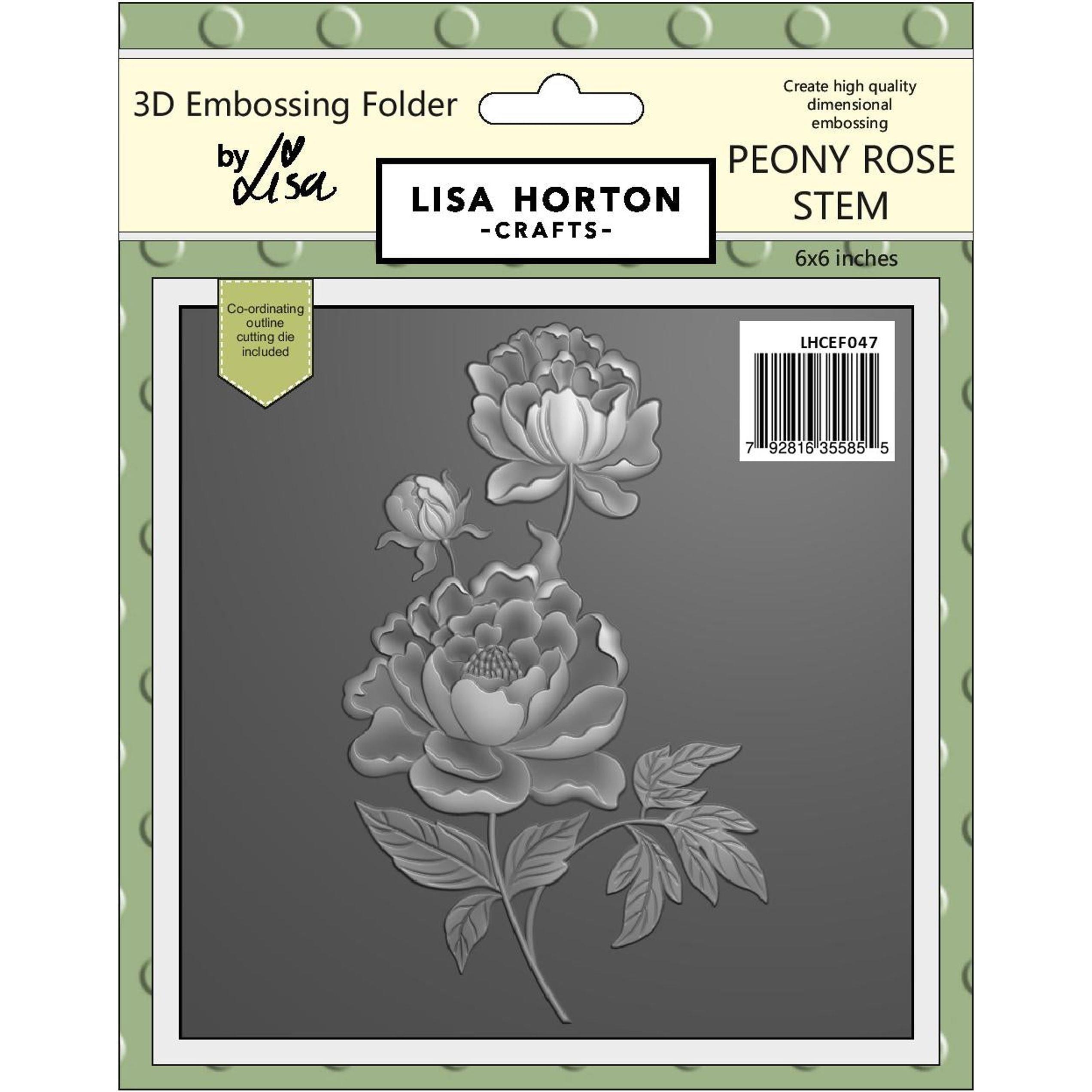 Lisa Horton - That Craft Place Peony Rose Stem 6x6 3D Embossing Folder ...