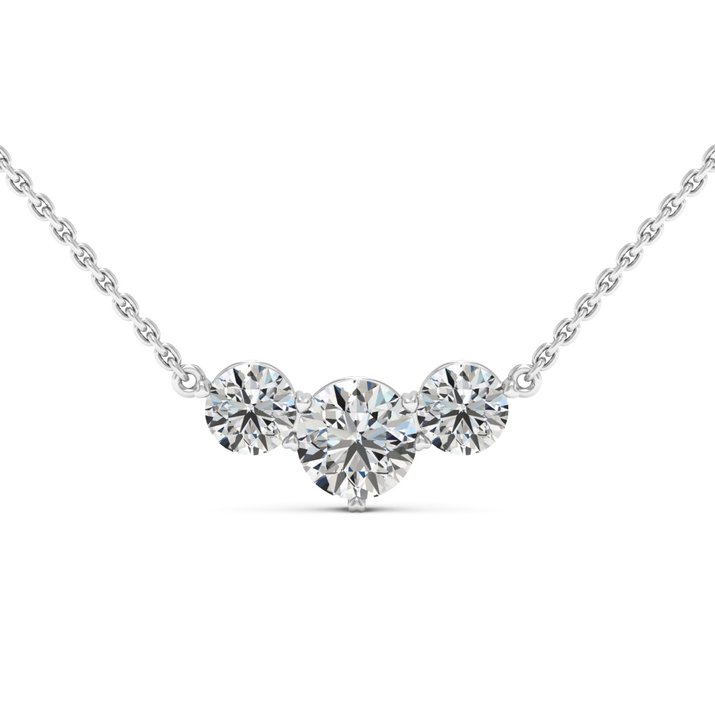 BellaMoi Sterling Silver 2ctw Created Moissanite 3Stone Necklace