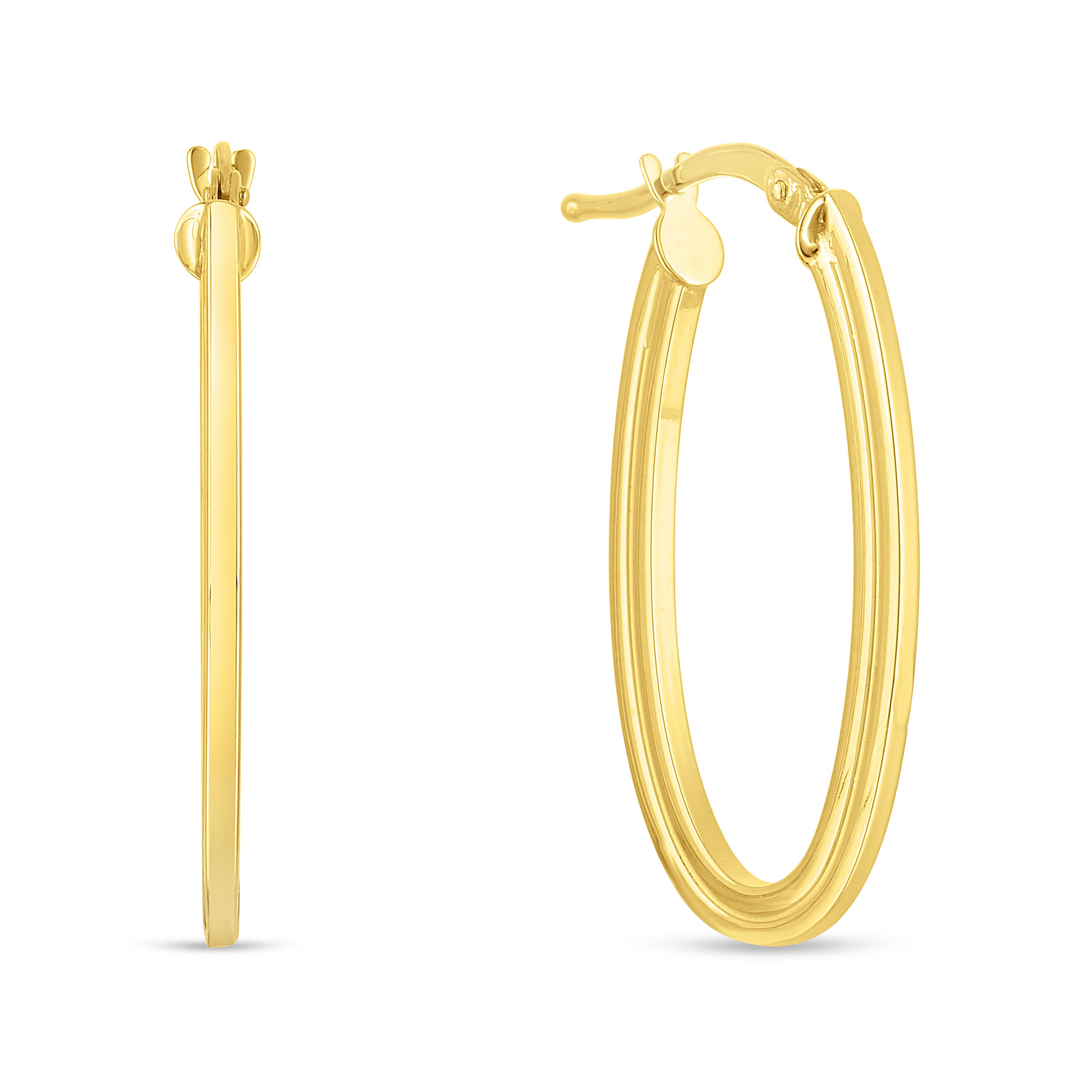 14K Yellow Gold Polished Oval Hoop Earrings 20630527 HSN