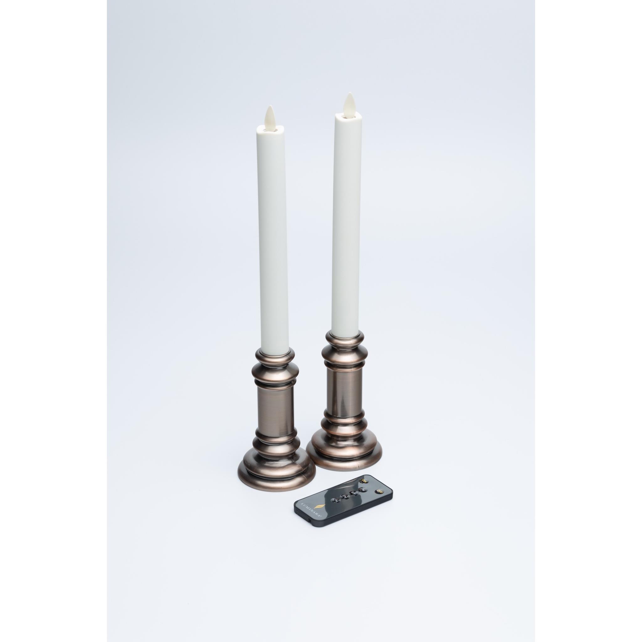 Luminara Set of Two Heritage Window Taper Candles with Remote Control