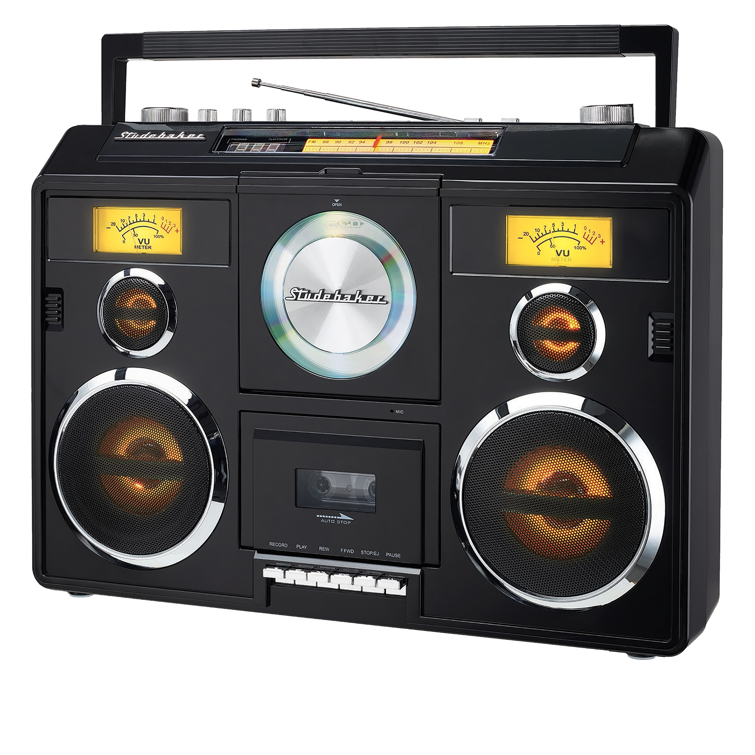 Studebaker 80's Retro Bluetooth Boombox w/Radio, Cassette & CD Player