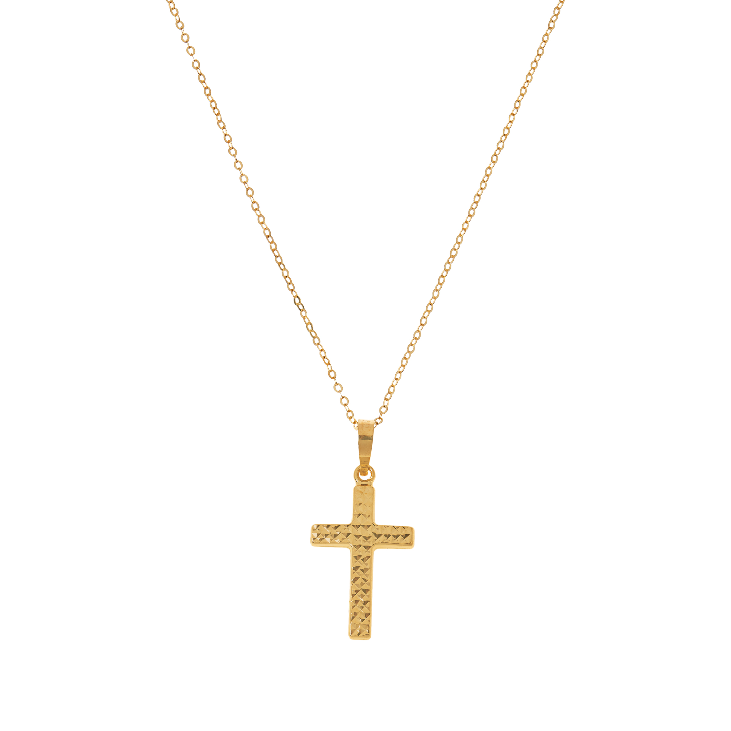 Dieci 10K Gold Diamond-Cut Cross Pendant with Rolo Chain - 9898821 | HSN