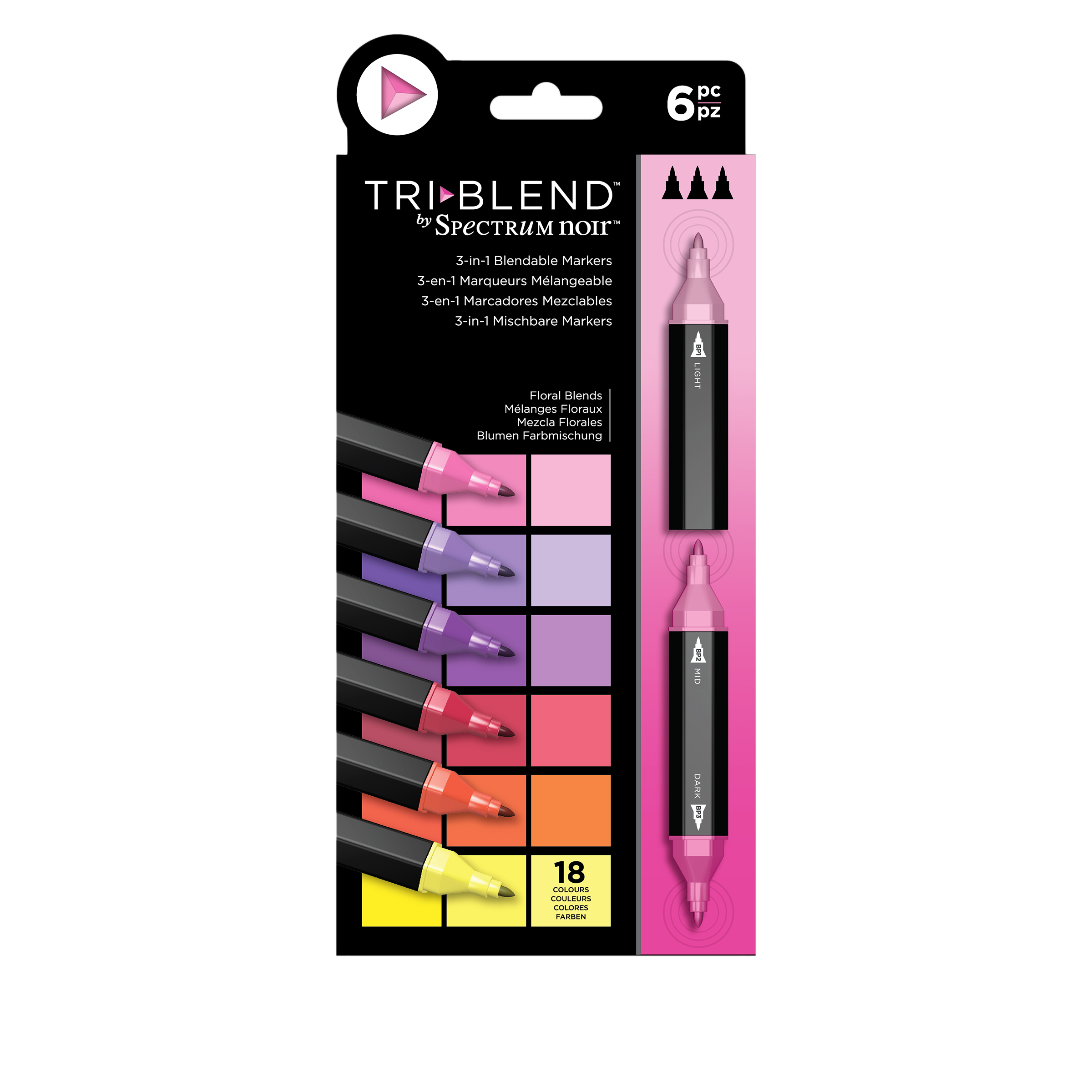 Spectrum Noir 6piece TriBlend Marker Pens Floral Blends 9962712 HSN
