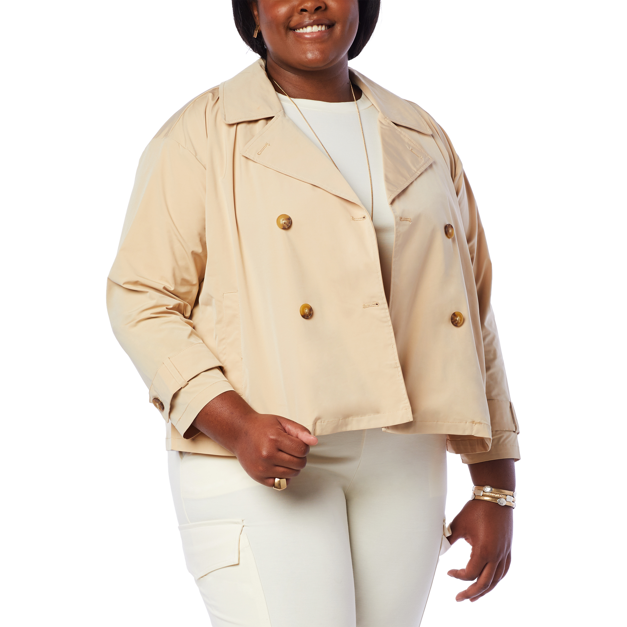 WynneLayers Cropped DoubleBreasted Trench Jacket 20277675 HSN