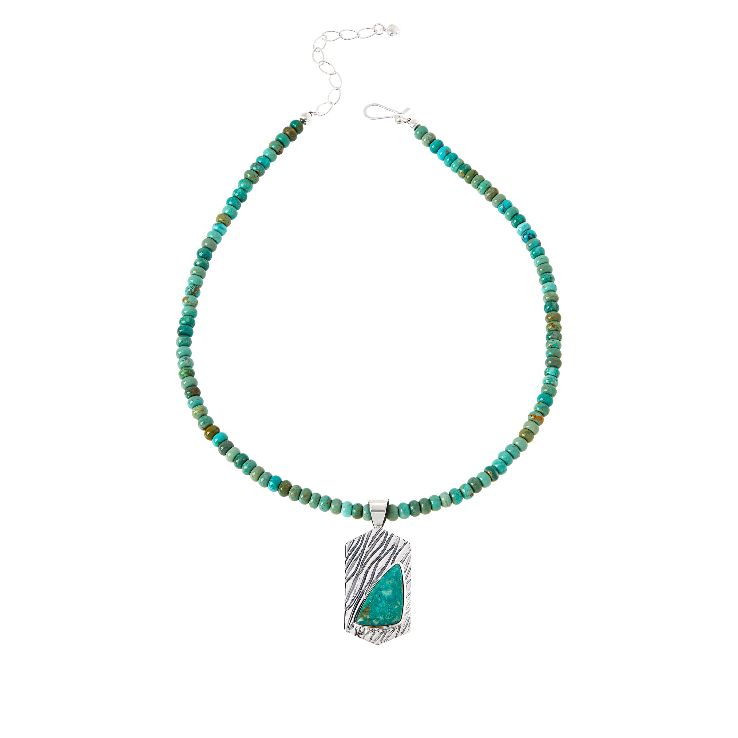 Jay King Sterling Silver Alicia Turquoise Pendant with Bead Necklace ...