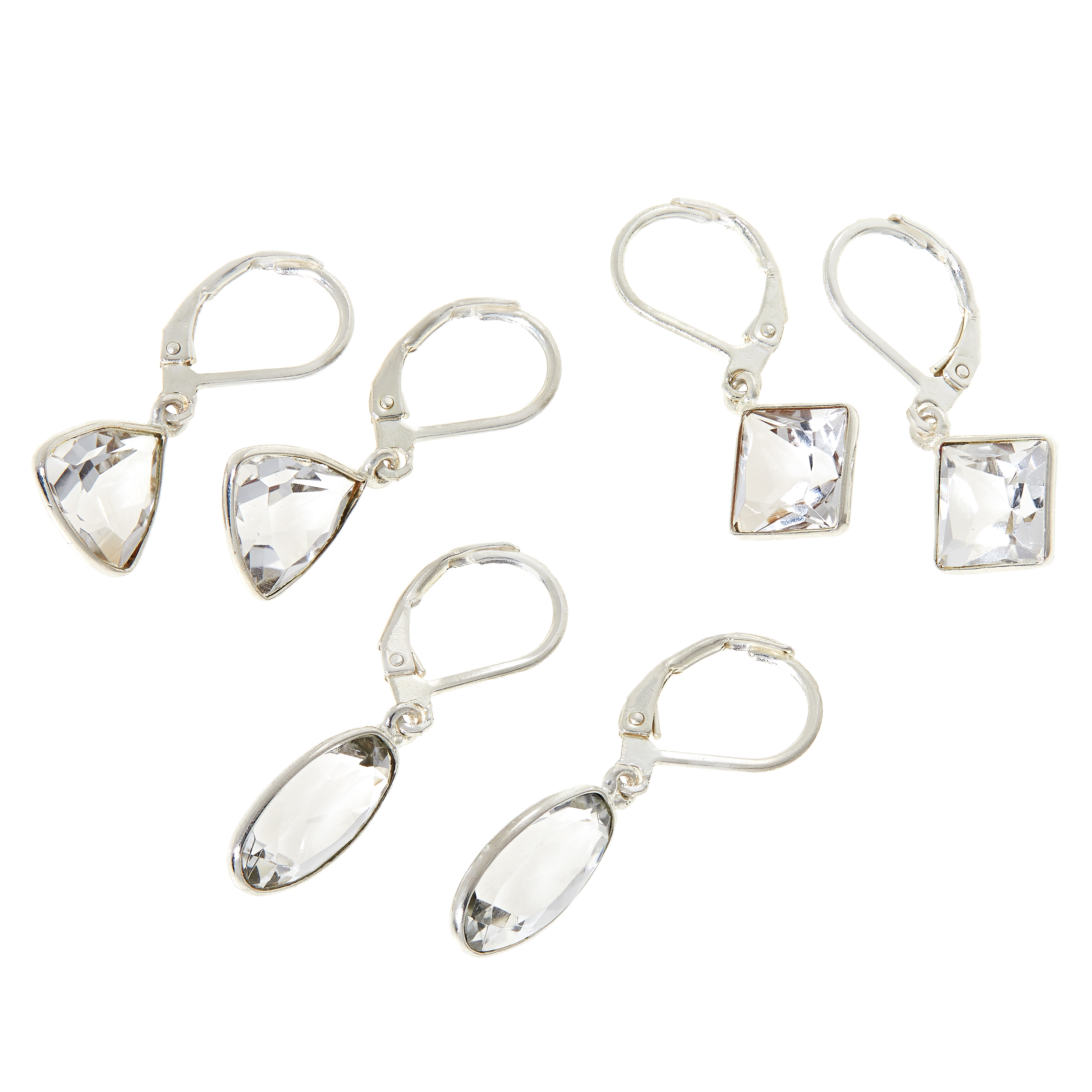 Herkimer Mines Set of 3 "Diamond" Quartz Leverback Earrings 20717938