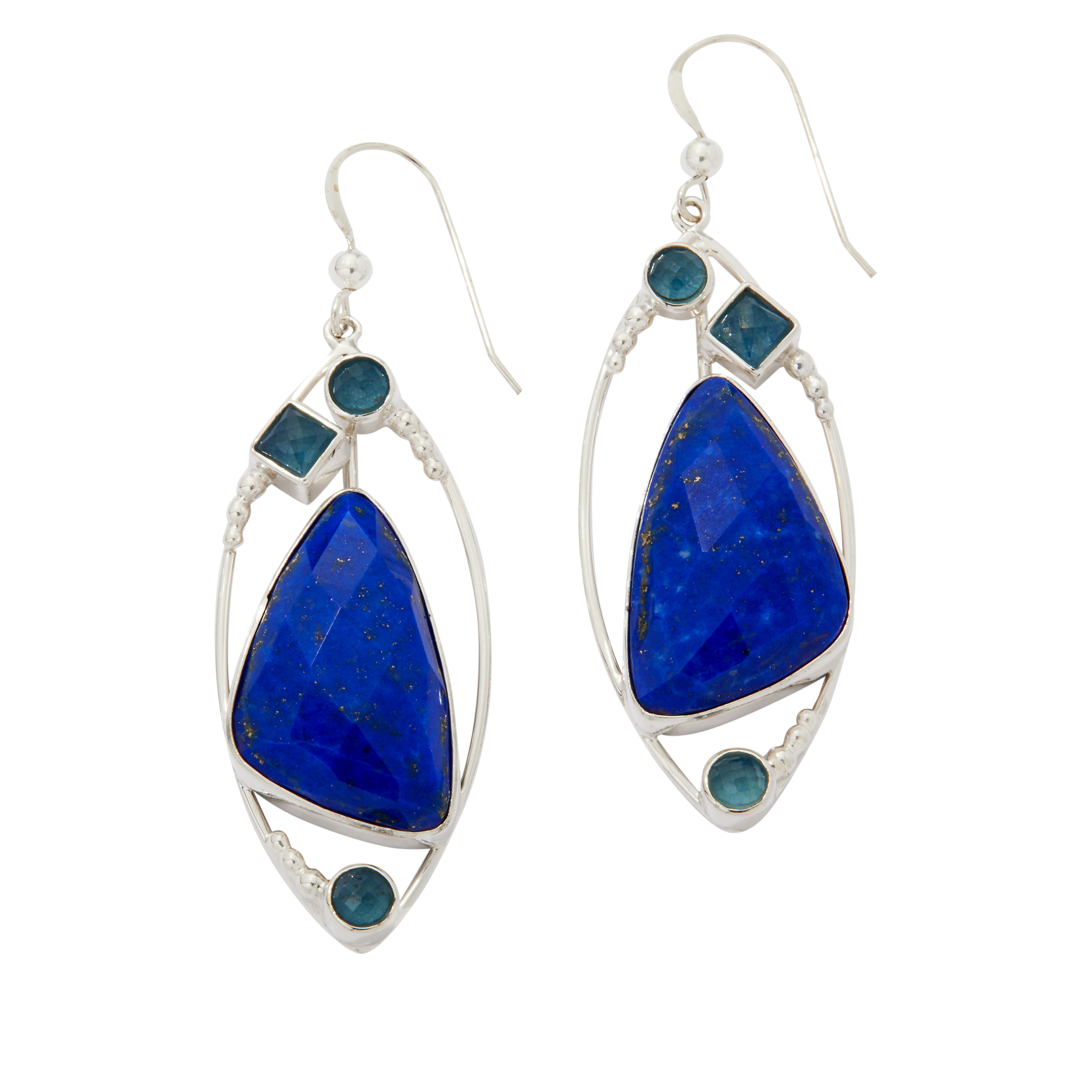 Jay King Sterling Silver Lapis and Aquamarine Drop Earrings - 20737033 ...