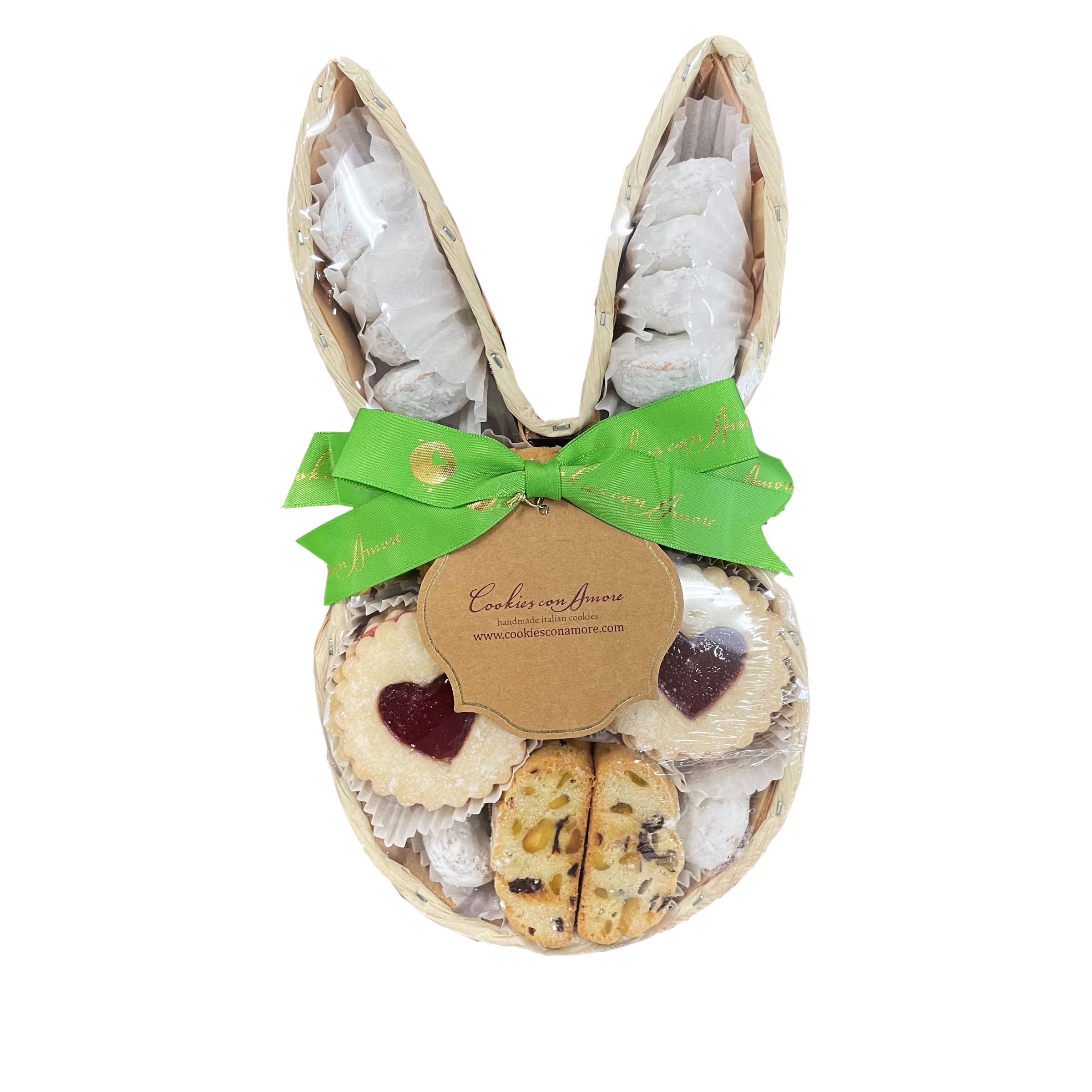 Cookies Con Amore 1 lb. Cookie Assortment in Bunny Basket 20918123 HSN