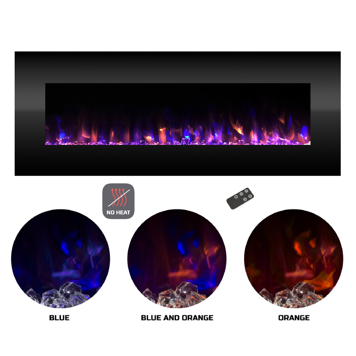 Electric Fireplace Wall Mount Color Changing LED (NO HEAT) 54 quot