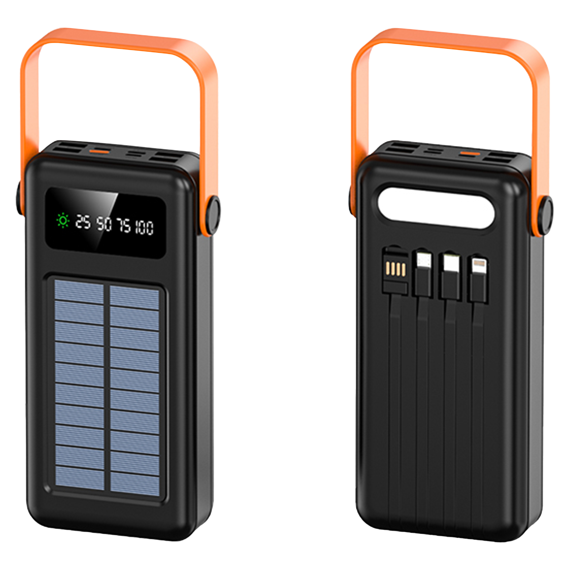 Letscom 30kmAh Solar Power Bank 2-pack with Integrated Cables & Handle ...