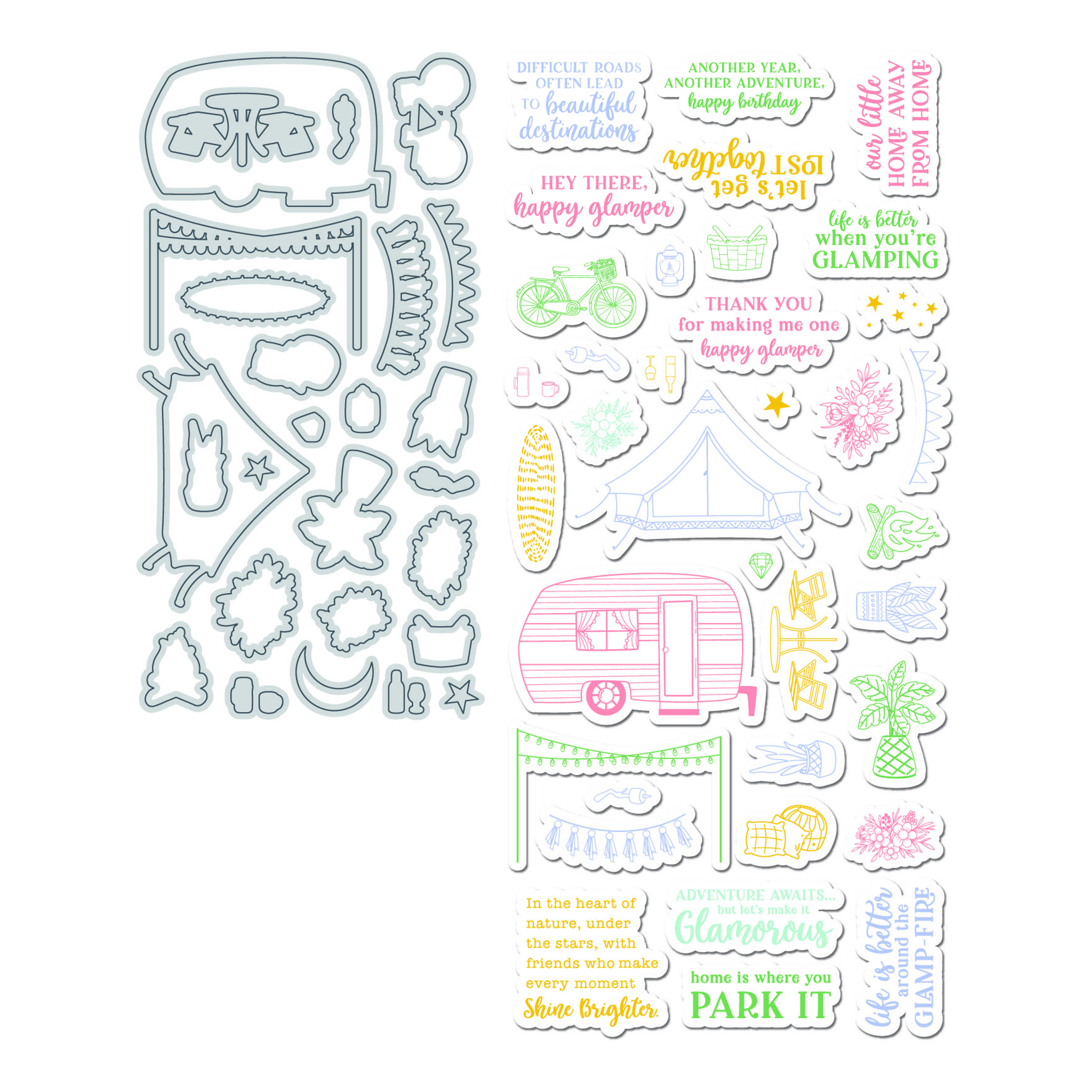 Diamond Press Happy Glamper Stamp & Die Kit | HSN