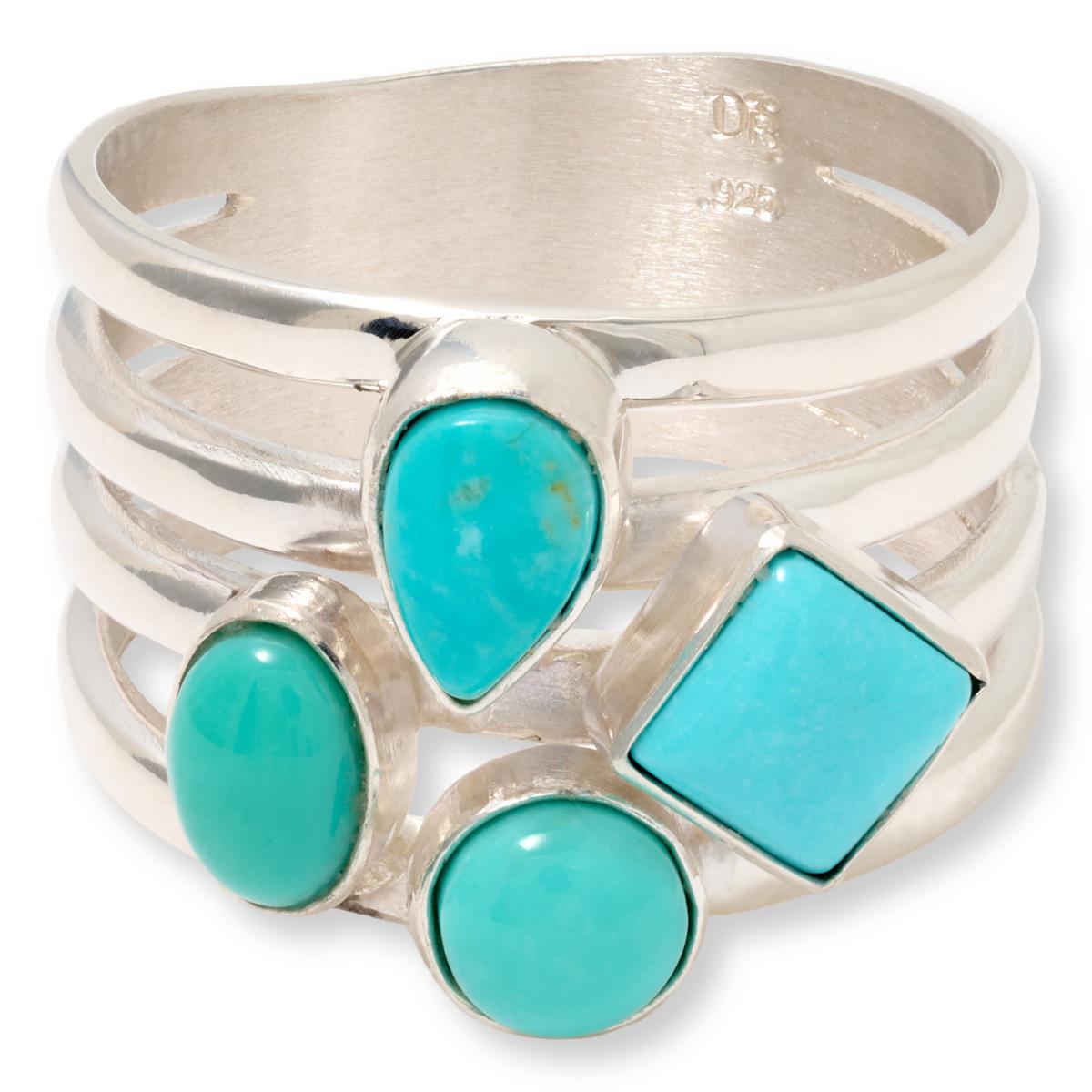 Jay King Sterling Silver Campitos Turquoise 4-Row RingRing | HSN