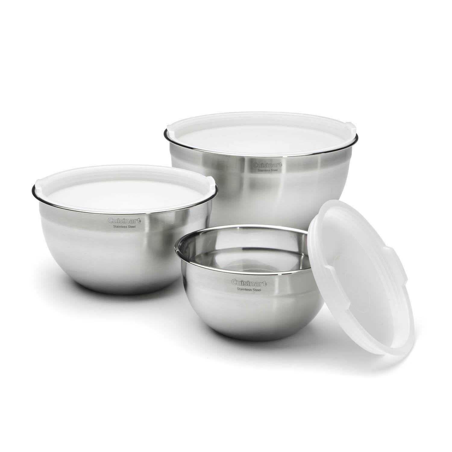 Cuisinart 3piece Stainless Steel Mixing Bowls with Lids 9476807 HSN