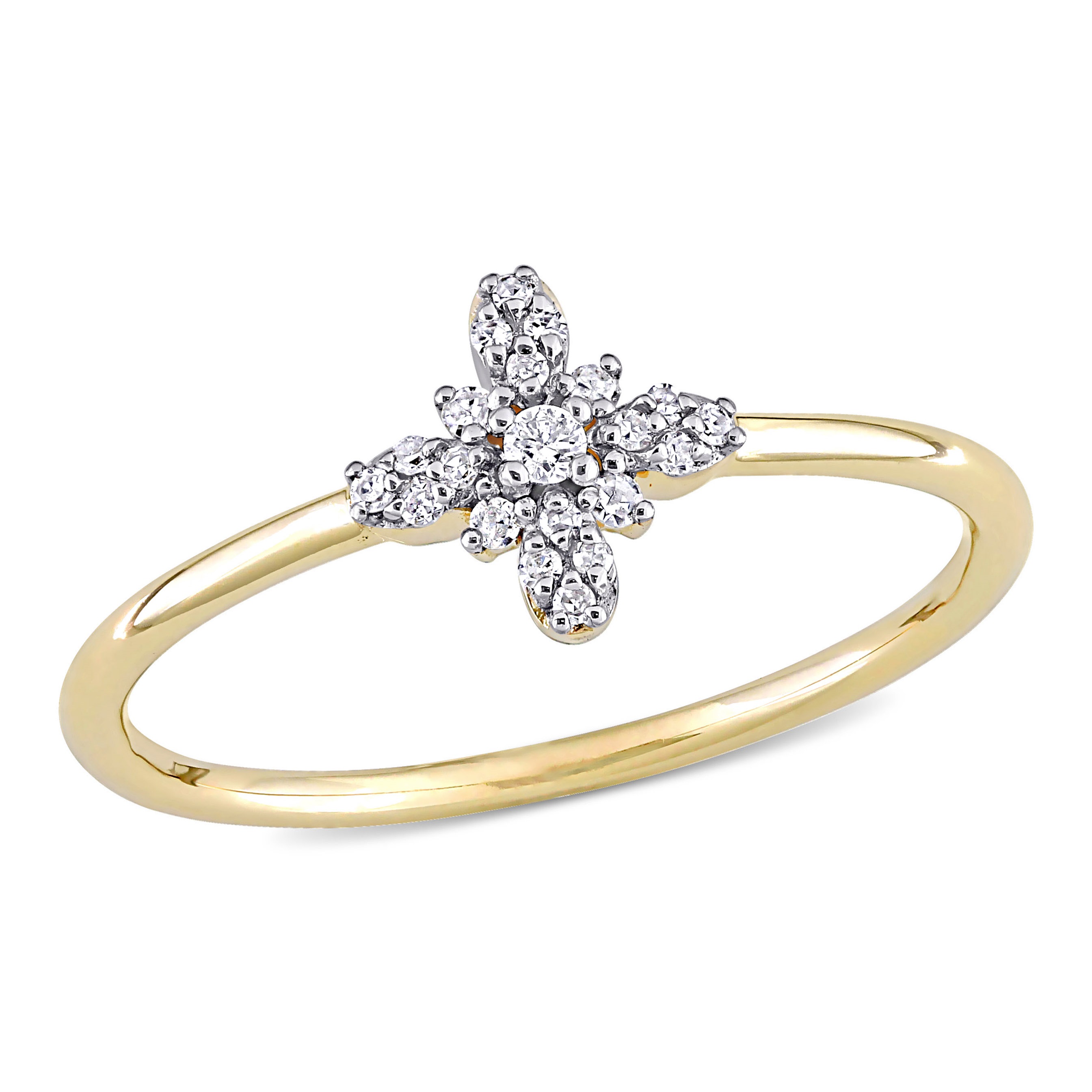 10K Yellow Gold .10ctw Diamond Floral Ring - 9671718 | HSN