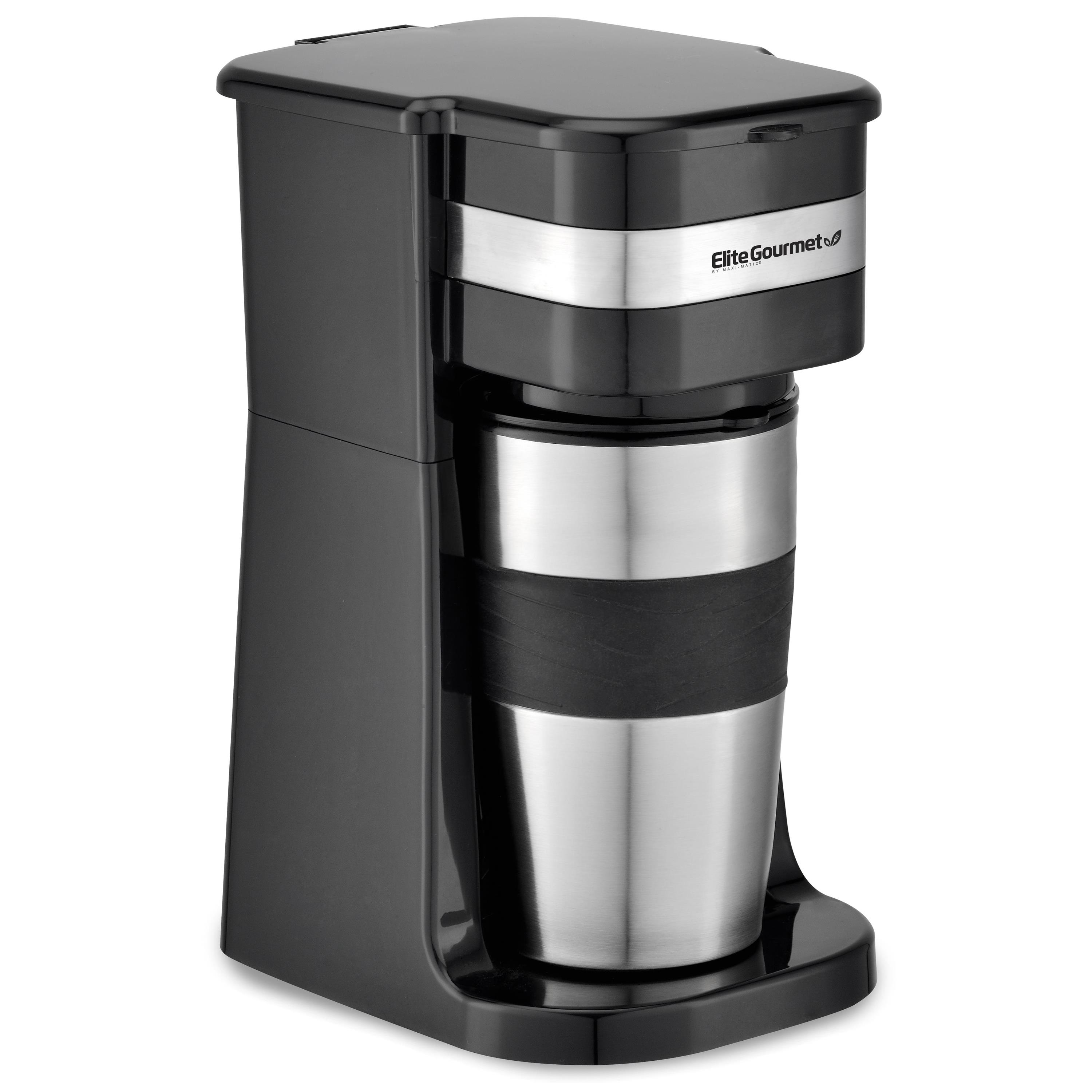 Elite Gourmet Single Serve Personal Coffee Maker with Travel Mug ...