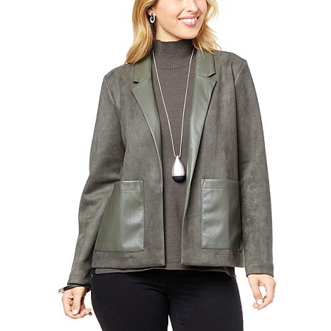 Hemlock Faux Suede Drape Jacket - Hunter Green