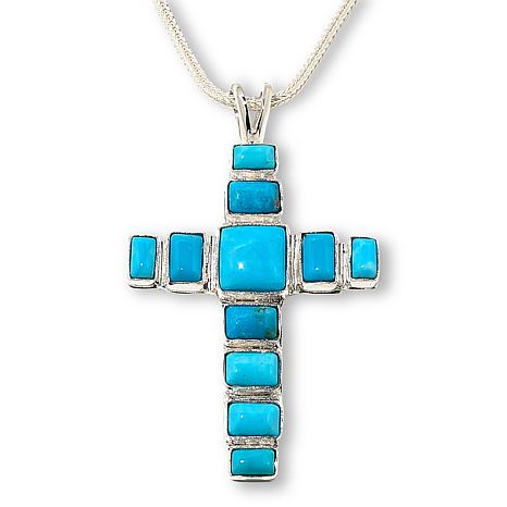 JAY KING DRT Turquoise/Gemstone deals Necklace With Cross Pendant 925 Stunning