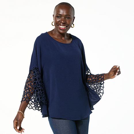 トップス suming Nina Leonard Textured Wave Batwing Sleeve Top - 23373554 | HSN