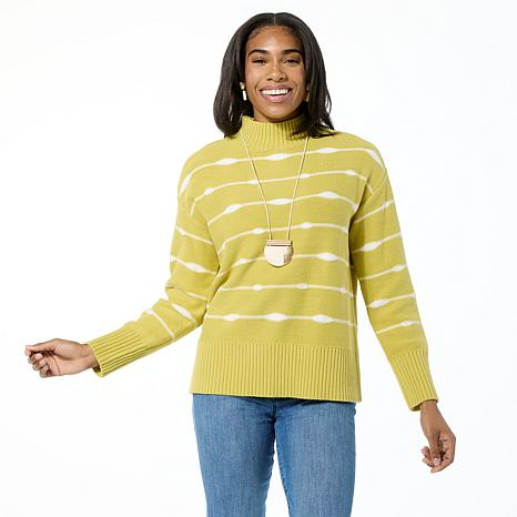 WynneLayers Striped Mock-Neck Pullover Sweater | HSN