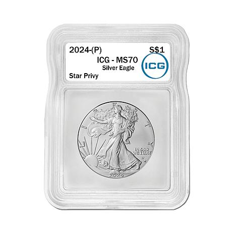 2024 MS70 ICG Silver Eagle Dollar Coin with Star Privy Mark