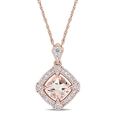 Morganite and deals diamond necklace