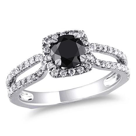 14K Gold 1.22ctw Black and White Diamond Engagement Ring