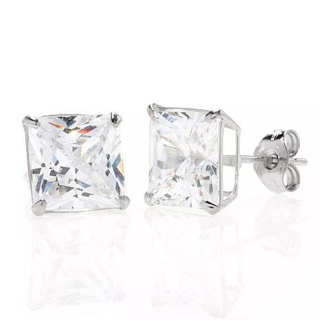 men's 14k white gold cubic zirconia stud earrings