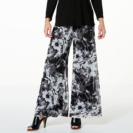 Antthony Printed Mesh Knit Wide-Leg Pull-On Pant - 21070605 | HSN