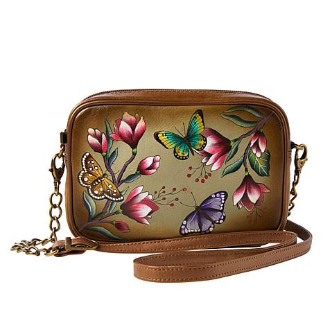 Anuschka Leather Anna Hand Painted Wallet Cross Body Clutch Bag Jazz Trio