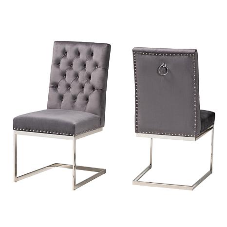 Baxton Studio Sherine Contemporary Fabric 2 Piece Dining Chair Set