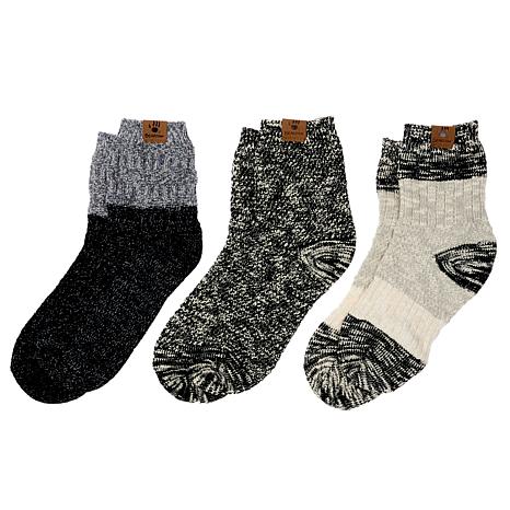 HUE Feather Lined Cozy Socks. 3 Pack