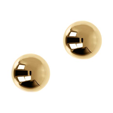 Bellezza Bronze Polished Round Bead Stud Earrings - 1/2"