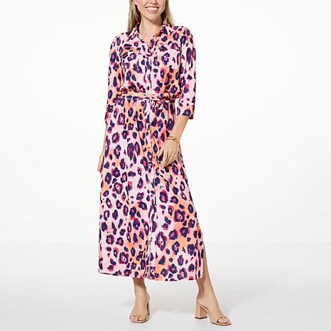 G by Giuliana Printed Crepe Button-Up Duster Shirtdress