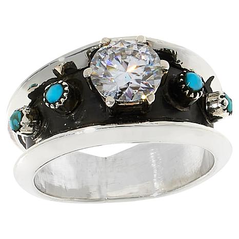 Chaco Canyon Created Moissanite and Campitos Turquoise Ring