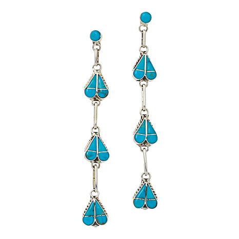 Chaco Canyon Sterling Silver Campitos Turquoise Dangle Earrings