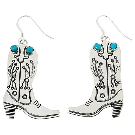 Chaco Canyon Sterling Silver Turquoise Boot Drop Earrings - 21362616 | HSN