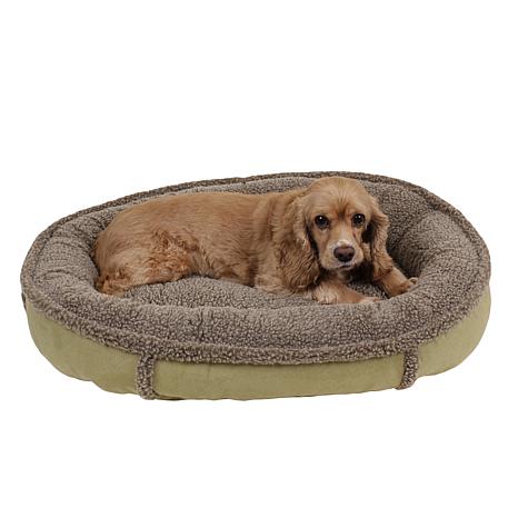 Faux Suede And Tipped Berber Round Comfy Cup Pet Bed Small