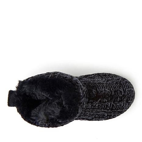 dearfoams cable knit bootie slippers