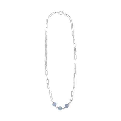 Chaco Canyon Sterling Silver Gemstone Paperclip Chain Y-Drop Necklace - Blue