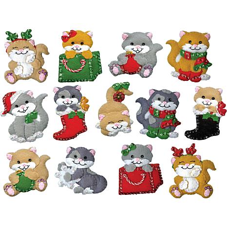 Design Works Felt Ornament Applique Kit Set Of 13 - Holiday Cats ...