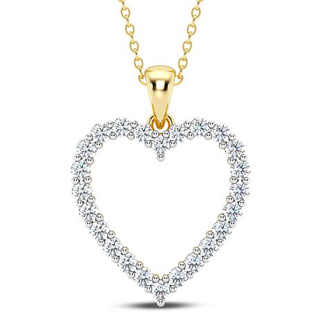 Éthique .49ctw Lab-grown Diamond 14k Gold Open Heart Pendant - 23253970 