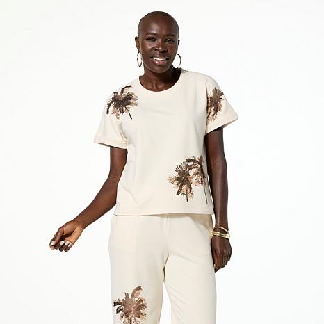 G by Giuliana Embellished Crew Neck Knit Tee G by Giuliana Embellished Crew Neck Knit Tee