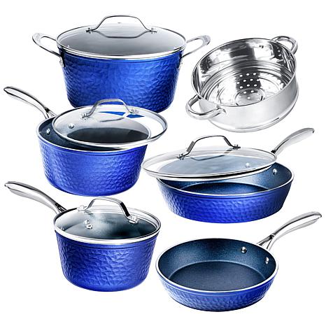 Curtis Stone 10-Piece Dura-Pan Stacking Cookware Set - Blue