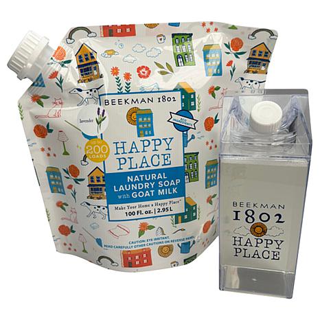 happiness  Happy Place 200-load Laundry Soap with Milk Carton Dispenser | HSN